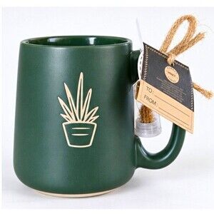 Market Finds MRKT Plant 20 fl oz Mug Matte Green Ceramic Cactus Charm Gift NWT